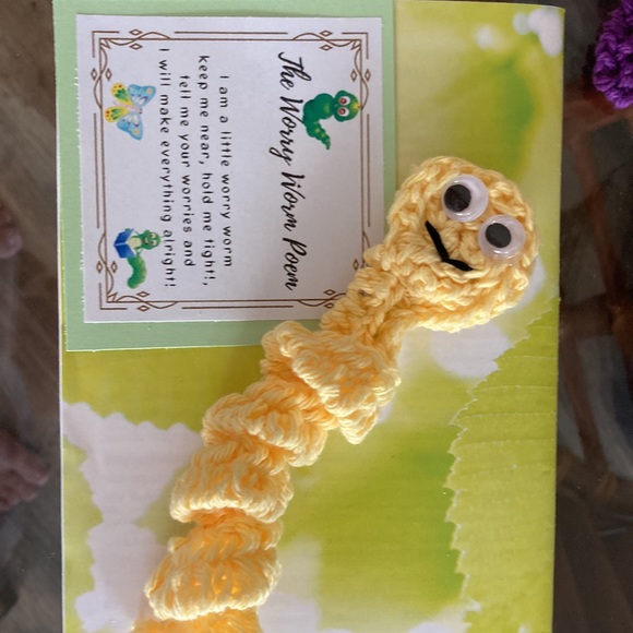 SPECIAL 2 for $25 Handmade 8” wiggly Worry Worm with Poem Amigurumi - Picture 11 of 16